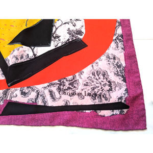 Christian LaCroix Silk Twill SCARF Hijab Large Size 34" Hand Rolled Hem Hot Pink